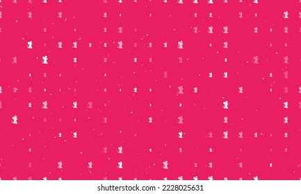 Seamless background pattern of evenly spaced white mouse symbols of different sizes and opacity. Vector illustration on pink background with stars