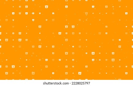 Seamless background pattern of evenly spaced white instant noodles symbols of different sizes and opacity. Vector illustration on orange background with stars