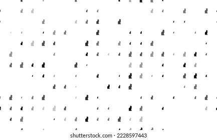 Seamless background pattern of evenly spaced black cat symbols of different sizes and opacity. Vector illustration on white background