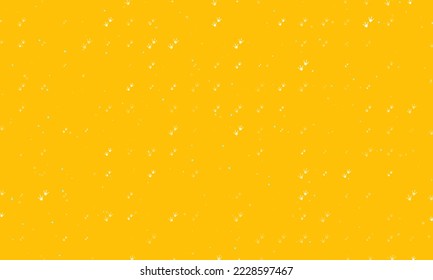 Seamless background pattern of evenly spaced white frog tracks symbols of different sizes and opacity. Vector illustration on amber background with stars