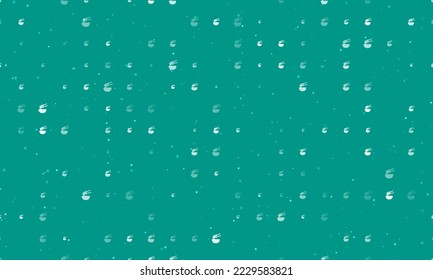 Seamless background pattern of evenly spaced white noodle symbols of different sizes and opacity. Vector illustration on teal background with stars