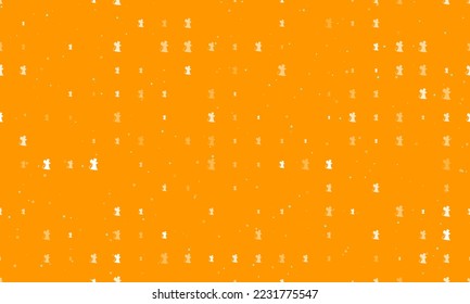 Seamless background pattern of evenly spaced white mouse symbols of different sizes and opacity. Vector illustration on orange background with stars