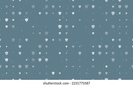 Seamless background pattern of evenly spaced white fire protection symbols of different sizes and opacity. Vector illustration on blue gray background with stars