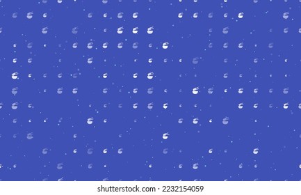 Seamless background pattern of evenly spaced white noodle symbols of different sizes and opacity. Vector illustration on indigo background with stars