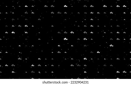 Seamless background pattern of evenly spaced white road roller symbols of different sizes and opacity. Vector illustration on black background with stars