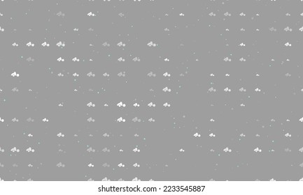 Seamless background pattern of evenly spaced white road roller symbols of different sizes and opacity. Vector illustration on gray background with stars