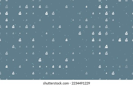Seamless background pattern of evenly spaced white vote symbols of different sizes and opacity. Vector illustration on blue gray background with stars