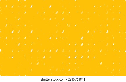 Seamless background pattern of evenly spaced white dog symbols of different sizes and opacity. Vector illustration on amber background with stars
