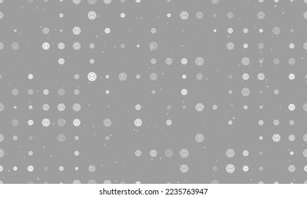 Seamless background pattern of evenly spaced white poker chip symbols of different sizes and opacity. Vector illustration on gray background with stars