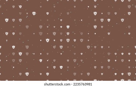 Seamless background pattern of evenly spaced white fire protection symbols of different sizes and opacity. Vector illustration on brown background with stars