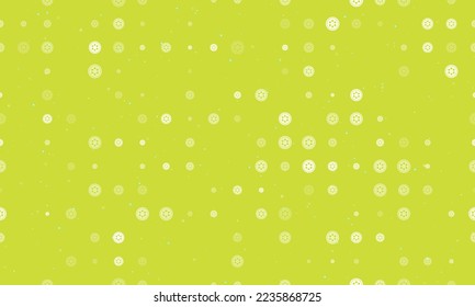 Seamless background pattern of evenly spaced white optic cable symbols of different sizes and opacity. Vector illustration on lime background with stars