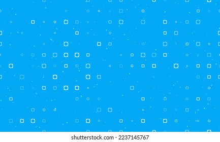 Seamless background pattern of evenly spaced white currency signs of different sizes and opacity. Vector illustration on light blue background with stars