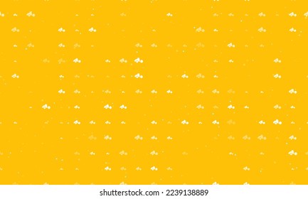 Seamless background pattern of evenly spaced white road roller symbols of different sizes and opacity. Vector illustration on amber background with stars