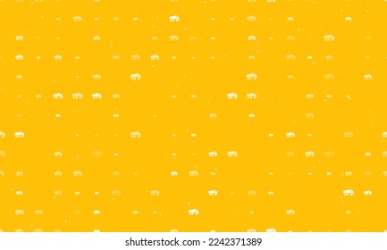 Patrón de fondo sin foco de símbolos de camiones blancos de diferente tamaño y opacidad. Ilustración del vector sobre fondo ámbar con estrellas