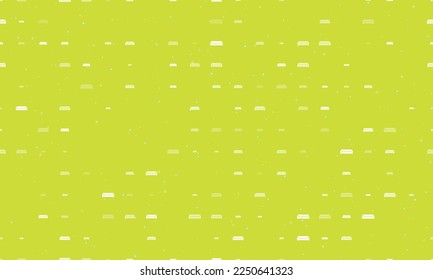 Seamless background pattern of evenly spaced white sofa symbols of different sizes and opacity. Vector illustration on lime background with stars