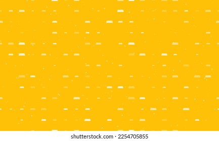 Seamless background pattern of evenly spaced white sofa symbols of different sizes and opacity. Vector illustration on amber background with stars