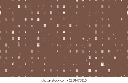 Seamless background pattern of evenly spaced white seven of clubs playing cards of different sizes and opacity. Vector illustration on brown background with stars