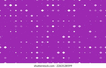 Seamless background pattern of evenly spaced white rhombus symbols of different sizes and opacity. Vector illustration on purple background with stars