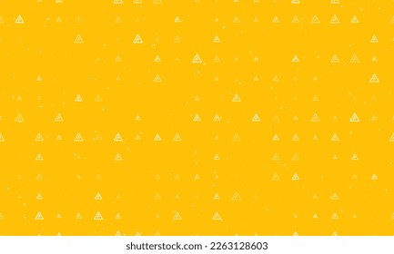 Seamless background pattern of evenly spaced white wild animals road signs of different sizes and opacity. Vector illustration on amber background with stars