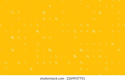 Seamless background pattern of evenly spaced white three quarters symbols of different sizes and opacity. Vector illustration on amber background with stars