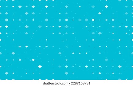 Seamless background pattern of evenly spaced white rhombus symbols of different sizes and opacity. Vector illustration on cyan background with stars