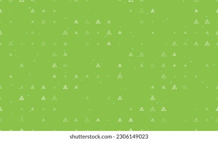 Seamless background pattern of evenly spaced white wild animals road signs of different sizes and opacity. Vector illustration on light green background with stars