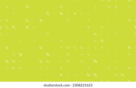 Seamless background pattern of evenly spaced white three quarters symbols of different sizes and opacity. Vector illustration on lime background with stars