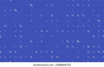 Seamless background pattern of evenly spaced white three quarters symbols of different sizes and opacity. Vector illustration on indigo background with stars