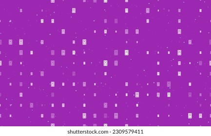 Seamless background pattern of evenly spaced white seven of clubs playing cards of different sizes and opacity. Vector illustration on purple background with stars