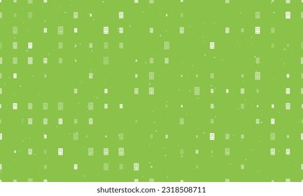 Seamless background pattern of evenly spaced white seven of clubs playing cards of different sizes and opacity. Vector illustration on light green background with stars