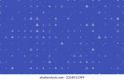 Seamless background pattern of evenly spaced white slippery road signs of different sizes and opacity. Vector illustration on indigo background with stars