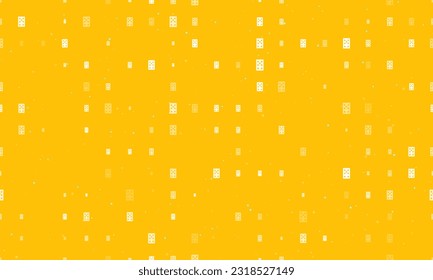 Seamless background pattern of evenly spaced white seven of clubs playing cards of different sizes and opacity. Vector illustration on amber background with stars