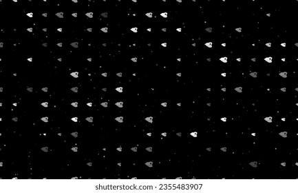 Seamless background pattern of evenly spaced white police cap symbols of different sizes and opacity. Vector illustration on black background with stars