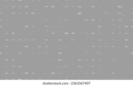 Seamless background pattern of evenly spaced white 200 percent symbols of different sizes and opacity. Vector illustration on gray background with stars
