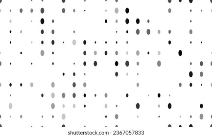 Seamless background pattern of evenly spaced black ellipse symbols of different sizes and opacity. Vector illustration on white background