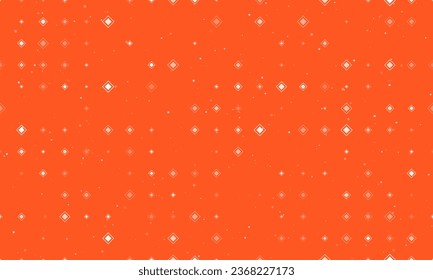 Seamless background pattern of evenly spaced white main road signs of different sizes and opacity. Vector illustration on deep orange background with stars