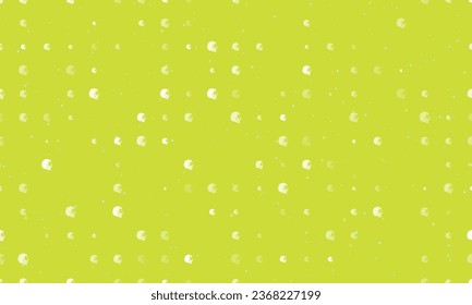 Seamless background pattern of evenly spaced white lion head icons of different sizes and opacity. Vector illustration on lime background with stars