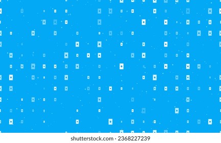 Seamless background pattern of evenly spaced white ace of diamond cards of different sizes and opacity. Vector illustration on light blue background with stars