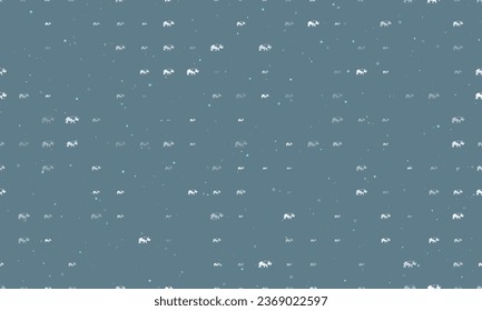 Seamless background pattern of evenly spaced white rhinoceros symbols of different sizes and opacity. Vector illustration on blue gray background with stars
