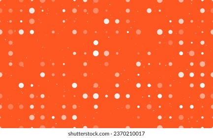 Seamless background pattern of evenly spaced white nonagon symbols of different sizes and opacity. Vector illustration on deep orange background with stars