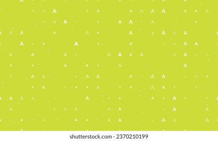 Seamless background pattern of evenly spaced white capital letter A symbols of different sizes and opacity. Vector illustration on lime background with stars