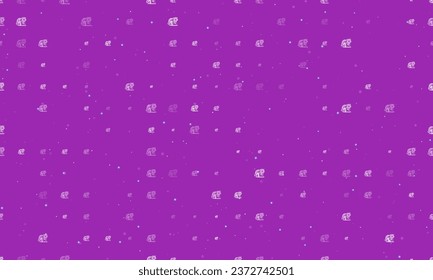 Seamless background pattern of evenly spaced white tiger symbols of different sizes and opacity. Vector illustration on purple background with stars