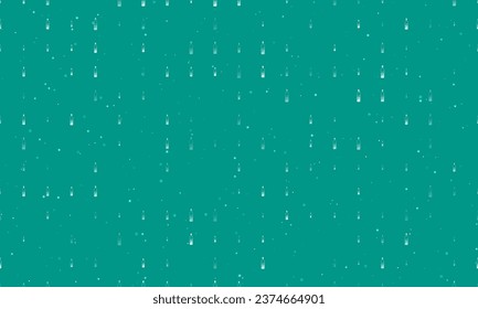 Seamless background pattern of evenly spaced white the world in a bottle symbols of different sizes and opacity. Vector illustration on teal background with stars