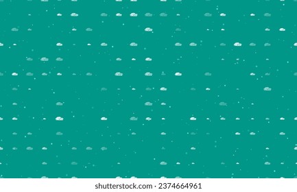Seamless background pattern of evenly spaced white vintage car symbols of different sizes and opacity. Vector illustration on teal background with stars
