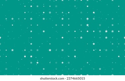 Seamless background pattern of evenly spaced white multiply symbols of different sizes and opacity. Vector illustration on teal background with stars