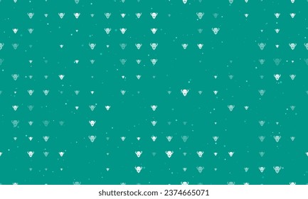 Seamless background pattern of evenly spaced white buffalo logos of different sizes and opacity. Vector illustration on teal background with stars