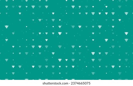 Seamless background pattern of evenly spaced white buffalo head symbols of different sizes and opacity. Vector illustration on teal background with stars