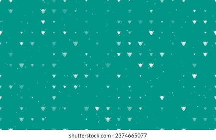 Seamless background pattern of evenly spaced white buffalo heads of different sizes and opacity. Vector illustration on teal background with stars