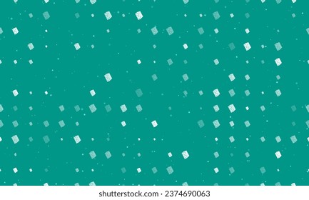 Seamless background pattern of evenly spaced white magic book symbols of different sizes and opacity. Vector illustration on teal background with stars