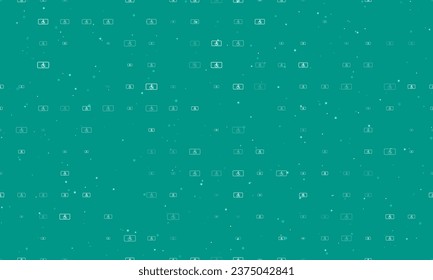 Seamless background pattern of evenly spaced white disabled road signs of different sizes and opacity. Vector illustration on teal background with stars